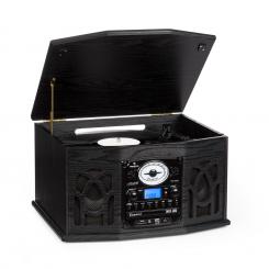 Auna NR-620 Chaîne hifi stéréo tourne-disque enregistrement MP3 en bois noir