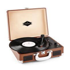 auna Peggy Sue Platine vinyle rétro LP avec numérisation par USB -marron