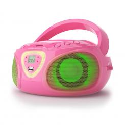 Roadie Sing CD Boombox avec radio FM et spectacle lumineux | Lecteur CD | Radio FM | Bluetooth 5.0 | Effet lumineux LED disco | USB | AUX IN | Prise jack 3,5 mm pour écouteurs | portable